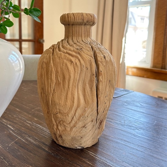 Wood Turned Teak Vase - Picture 7 of 12